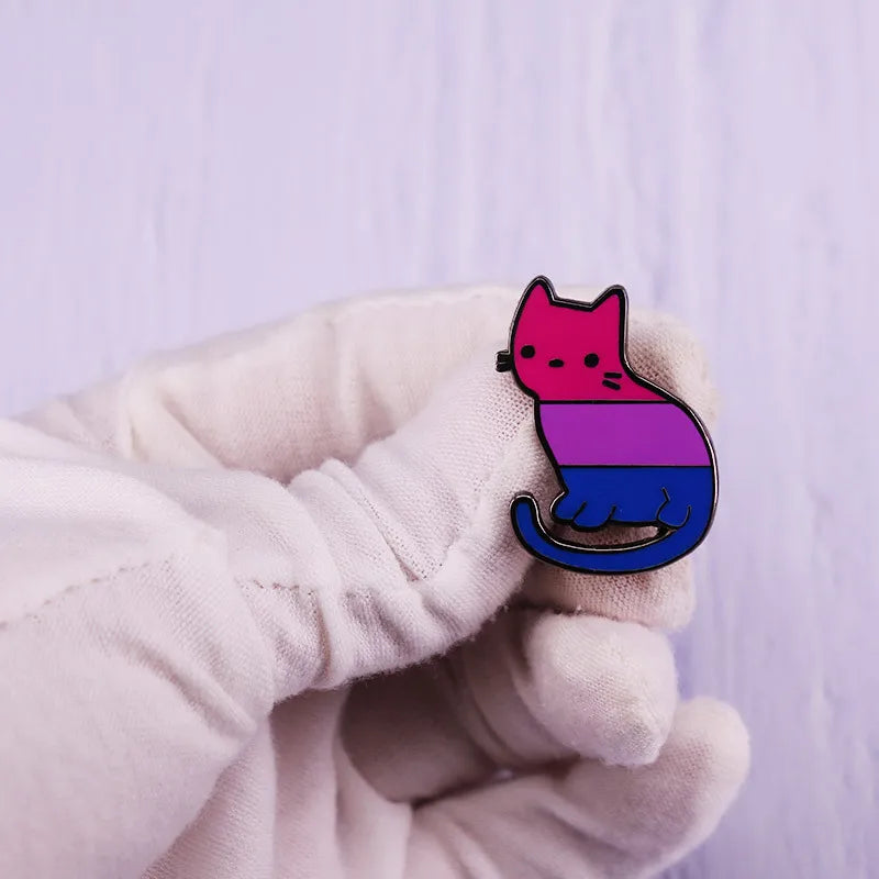 Frog Cat with the LGBT Pride Flag Enamel Pin Rainbow Gay Brooch Jewelry They Them Pronoun Lapel Pins Gays Accessories Backpack