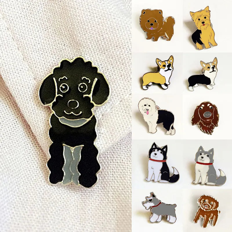 Pet Dog Brooch Pin Cartoon Badges Cute Animal Pins Bulldog Husky Enamel Brooches Men Women Fashion Denim Jackets Collar Gifts