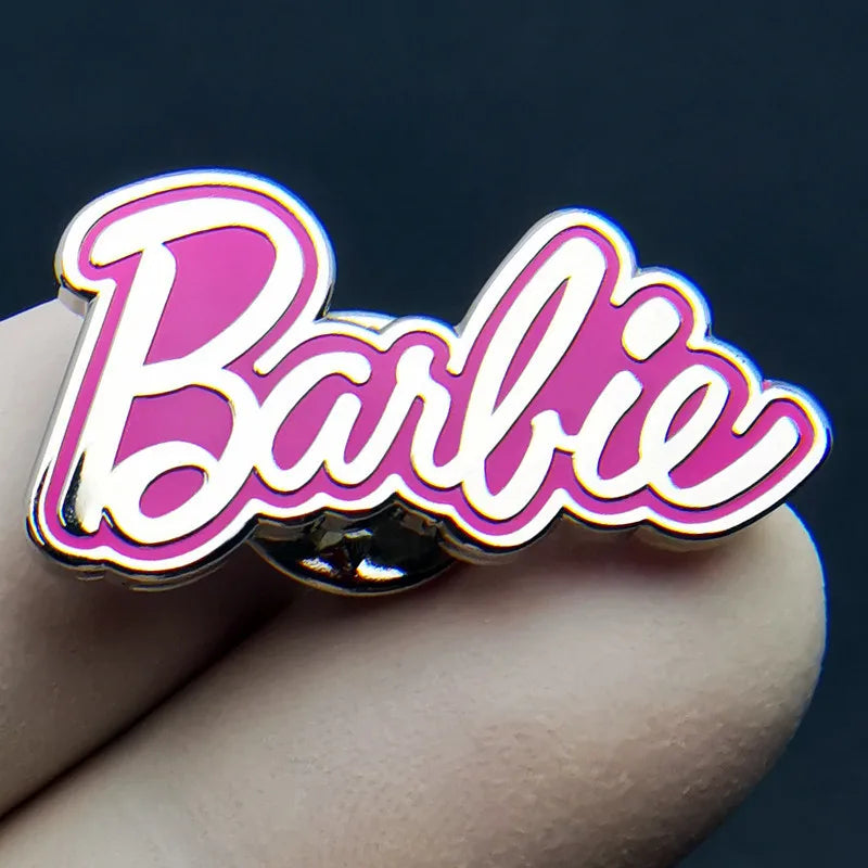 Vintage Nostalgic Barbie Brooch Letter Alloy Pins Schoolbag Badge Decoration Party Girls Toys Accessories Clothes Match Cosplay