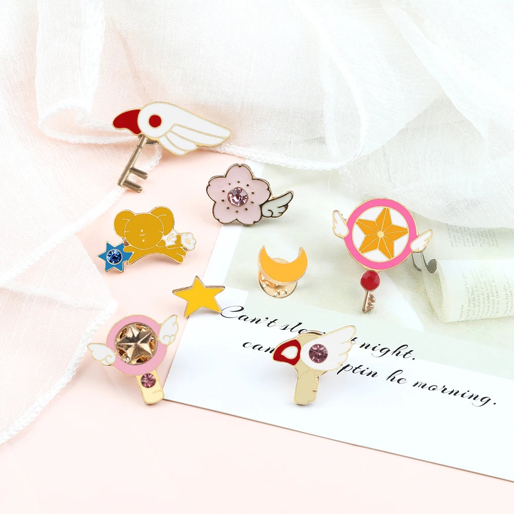 2-8 pcs/set Cartoon brooch Coffee Cats Totoro Rabbit Pet Gog Dinosaur Pins Star Moon Enamel pin Hat Badges Women Icon jewelry