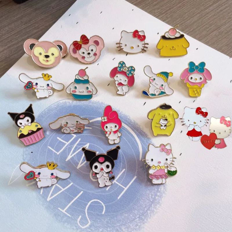 Sanrio Accessories Hello Kitty Cinnamon My Melody Anime Lapel Pins for Backpack Brooches Collar Jeans Jacket Fashion Jewelry